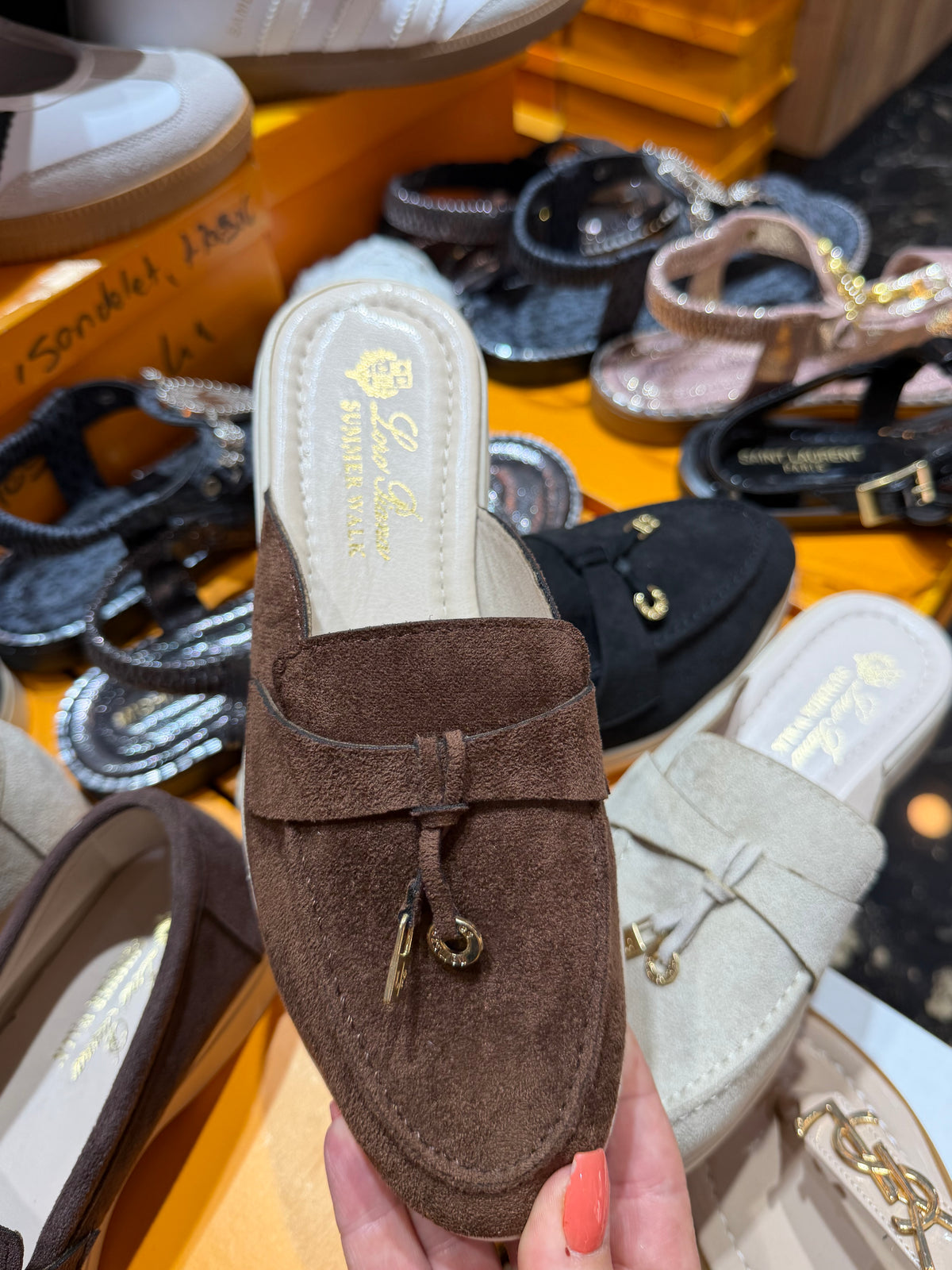 Dark Brown LP Mules size 4